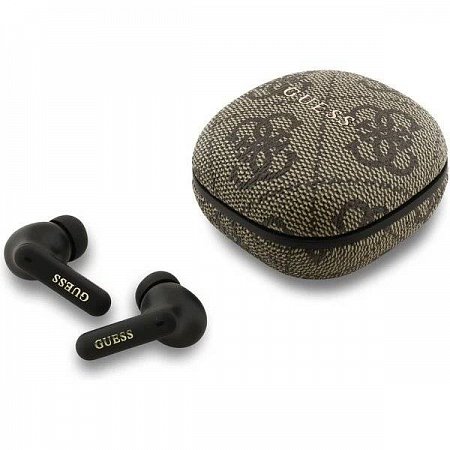 Guess PU 4G Metal Logo ENC TWS Bezdrôtové Slúchadlá hnedé
