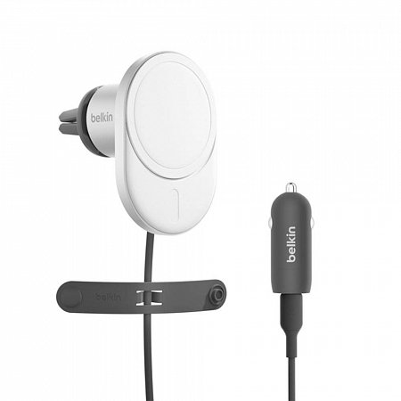 Belkin Boost Charge Pro Magnetic Wireless Car Charger with Qi2 15W + 20W Charger - Gray