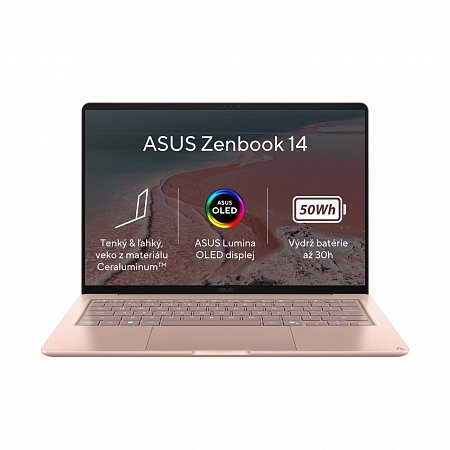 ASUS Zenbook 14/X1-26-100/8GB/256GB SSD/Qualcomm UMA/14" WUXGA/Win11Home/Coral