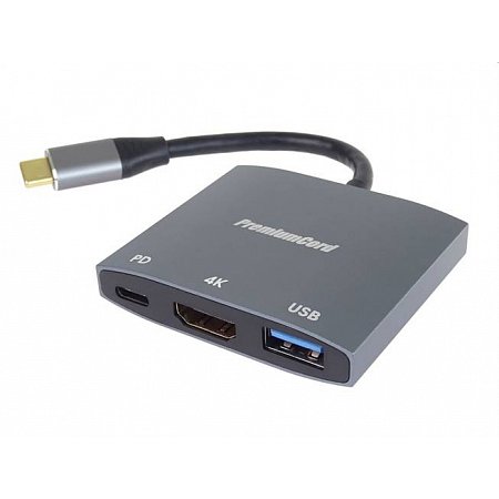 PremiumCord adaptér USB-C na HDMI, USB3.2, PD, rozlíšenie 4K a FULL HD 1080p