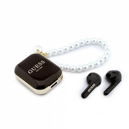 Guess Pearl Strap TWS Bezdrôtové Slúchadlá čierne