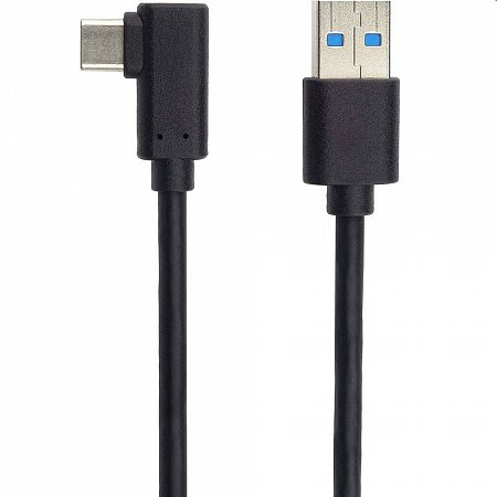 PremiumCord kábel USB typ C/M zahnutý konektor 90° - USB 3.0 A/M, 1m