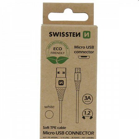 Swissten Data Cable Textile USB / Micro USB 1.2 m, white