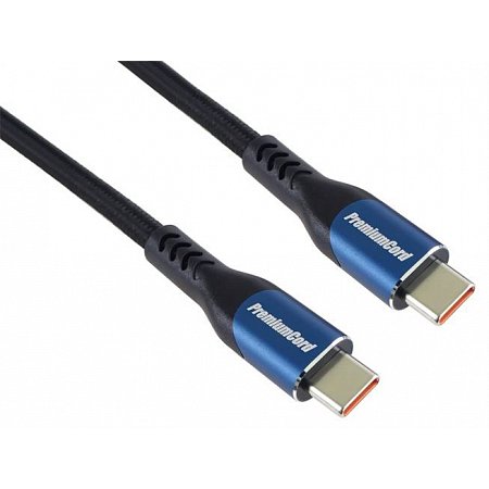 PremiumCord USB-C kábel ( USB 3.2 GEN 2x2, 5A, 100W, 20Gbit/s ) bavlnený oplet, 1m