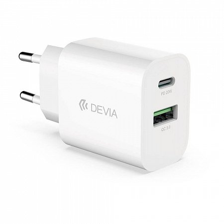Devia sieťová nabíjačka Smart Series PD& QC 20W V2 - White