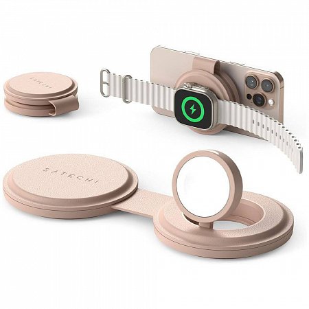 Satechi Qi2 OntheGo 2-in-1 Wireless Charger - Desert Rose