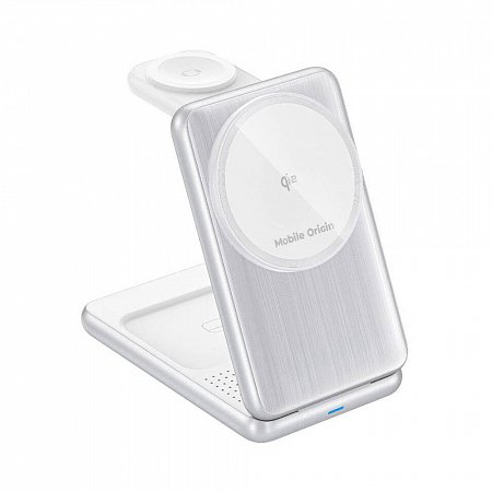 Mobile Origin 3in1 Foldable Qi2 Charger PW8 - Silver