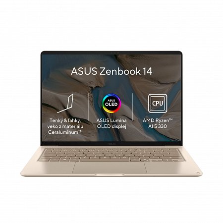 ASUS Zenbook 14/AI5-330/16GB/512GB SSD/AMD UMA/14" WUXGA/Win11Home/Zabriskie Beige