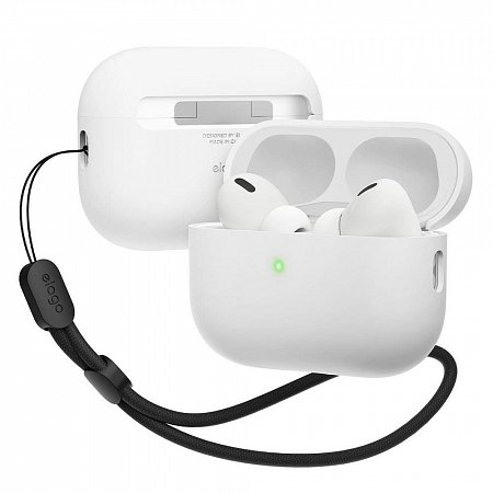 Elago Airpods Pro 2 Liquid Hybrid Case with Nylon Lanyard - White