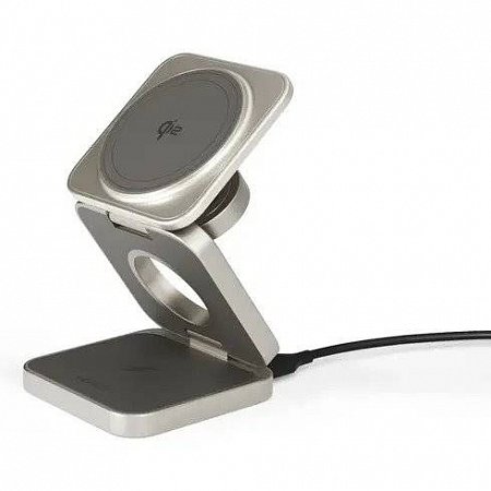 iStores by Epico UltraBase Qi2 3in1 Fold Alu Mag+ Wireless Charging Stand EF55 - titanová