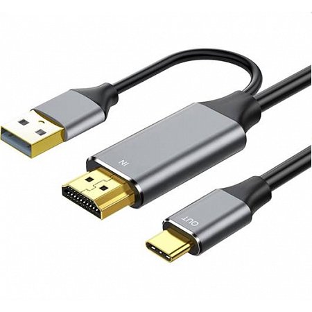 PremiumCord HDMI2.0 na USB-C kábel pre monitory s USB-C konektorom, 4K @ 60Hz, 1080p Aluminium 2m