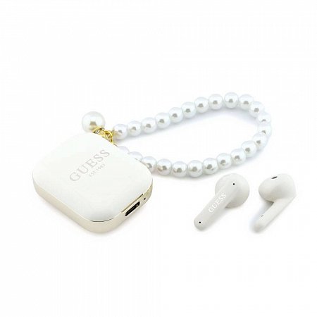 Guess Pearl Strap TWS Bezdrôtové Slúchadlá biele