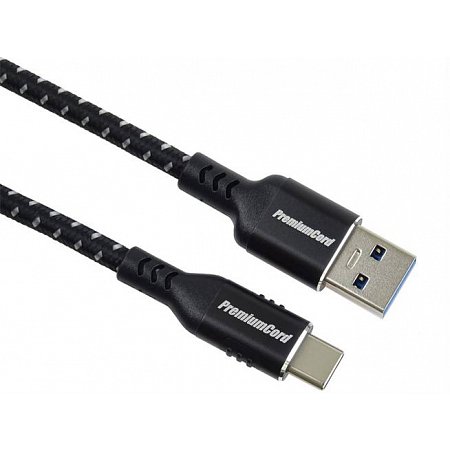 PremumCord kábel USB-C - USB 3.0 A (USB 3.2 gen1, 3A, 5Gbit/s) bavlnený oplet a hliníkové konektory 1.5m